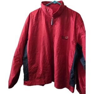 EDI Sport Red & Navy Fleece Lined Windbreaker Jacket Men's XL Full Zip Outdoor